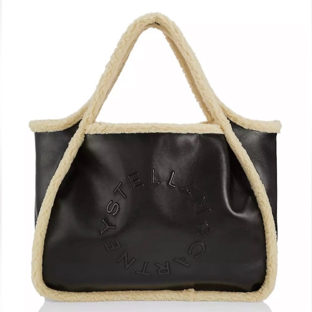 Stella McCartney Shearling Logo Crossbody Tote with Pouch